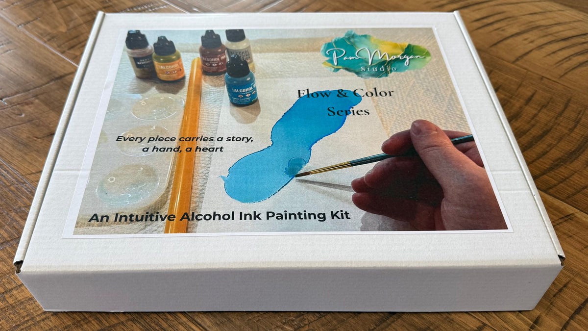 Flow & Color Series - Arctic Flow 8x8 Ceramic Tile Intuitive Alcohol Ink Painting Kit