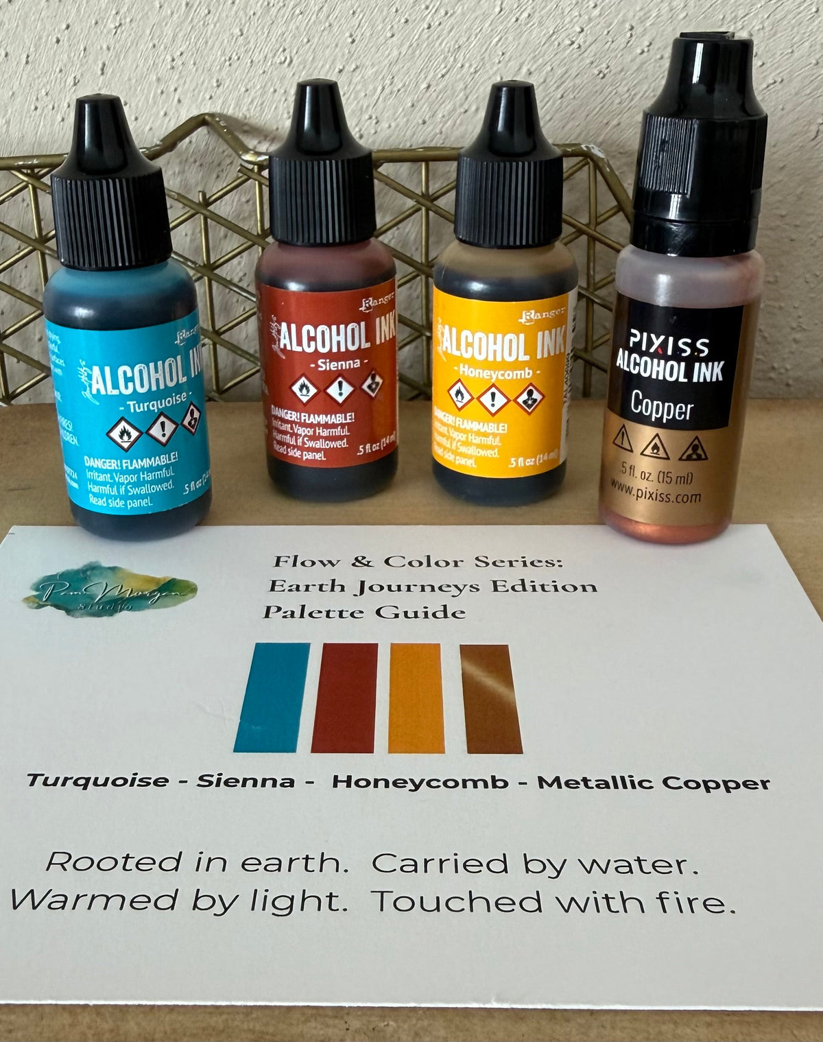 Flow & Color Series:  Earth Journeys Intuitive Alcohol Ink 8x8 Ceramic Tile Kit
