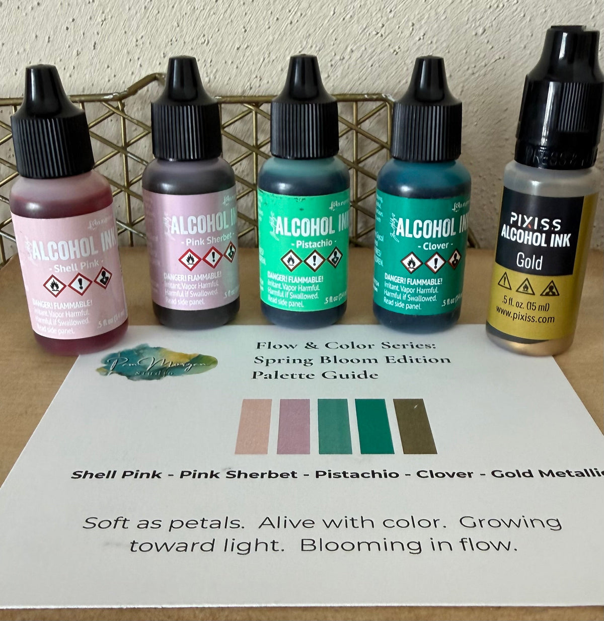 Flow & Color Series:  Spring Bloom Edition - Intuitive Alcohol Ink Painting on Ceramic 8x8 Tile Kit