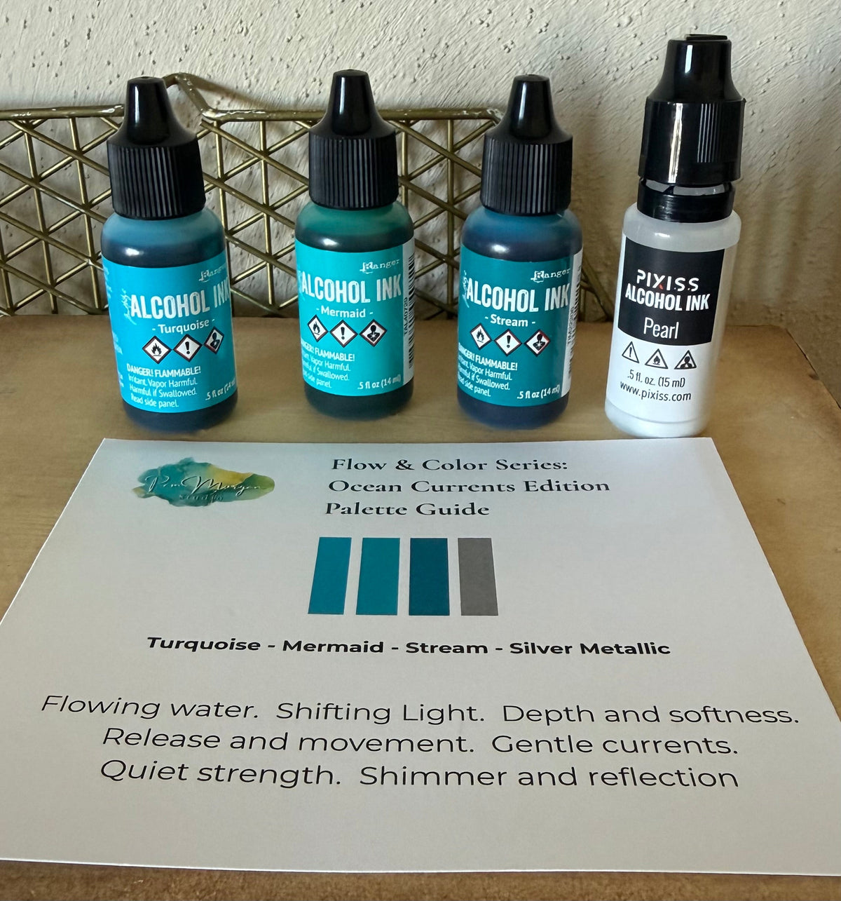 Flow & Color Series:  Ocean Currents Edition Intuitive Alcohol Art Notecard Kit