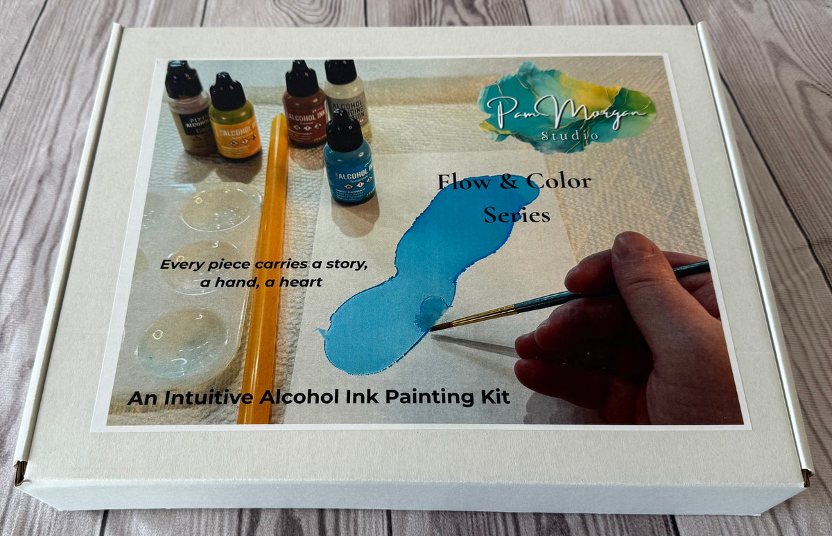 Flow & Color Series:  Earth Journeys Intuitive Alcohol Ink 8x8 Ceramic Tile Kit