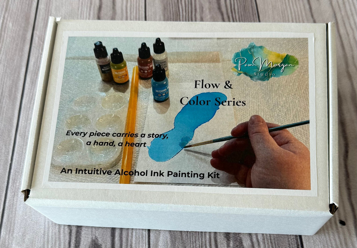 Flow & Color Series:  Glowing Horizons Alcohol Ink Notecard Kit