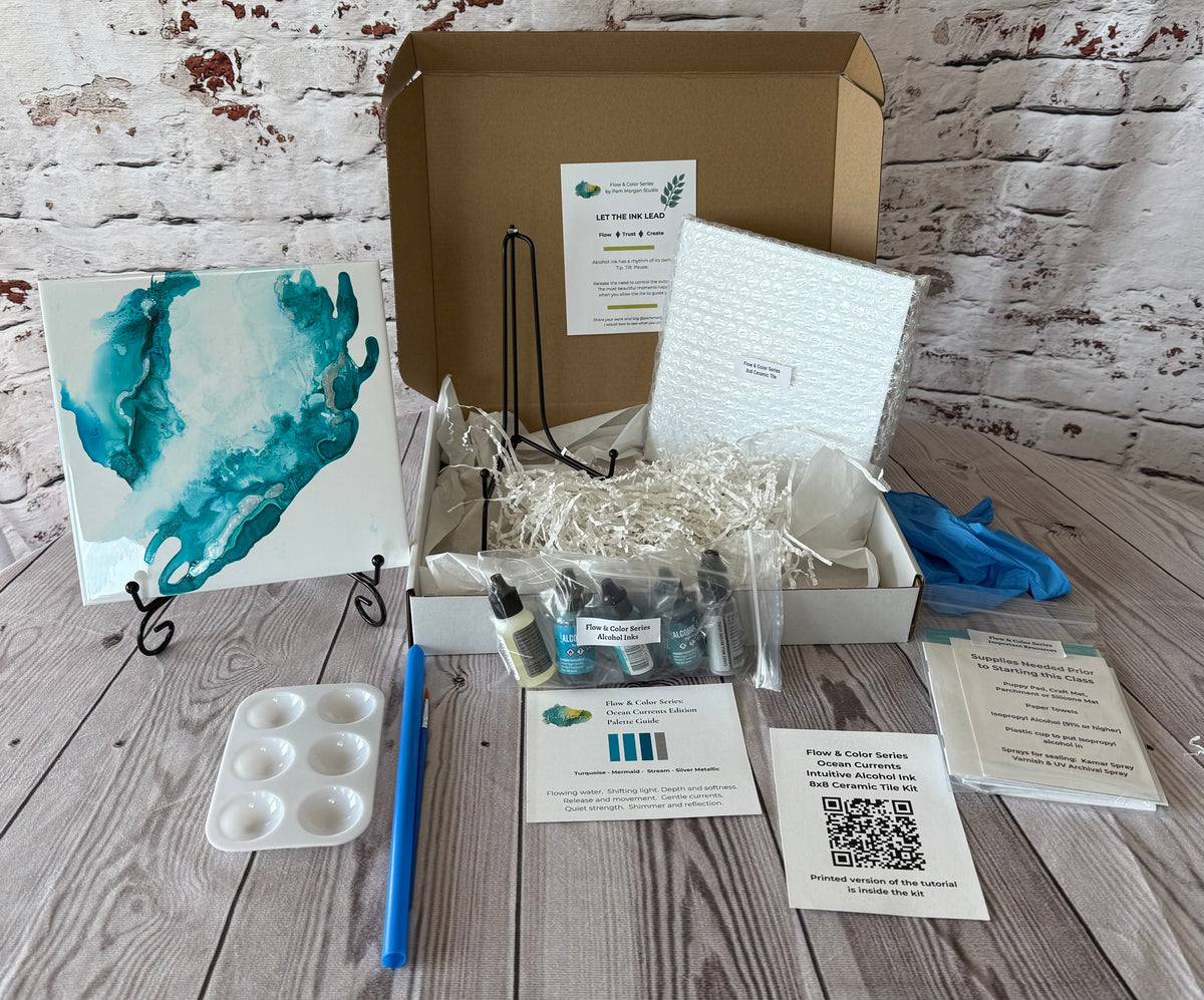 Flow & Color Series:  Ocean Currents Edition 8x8 Ceramic Tile Kit