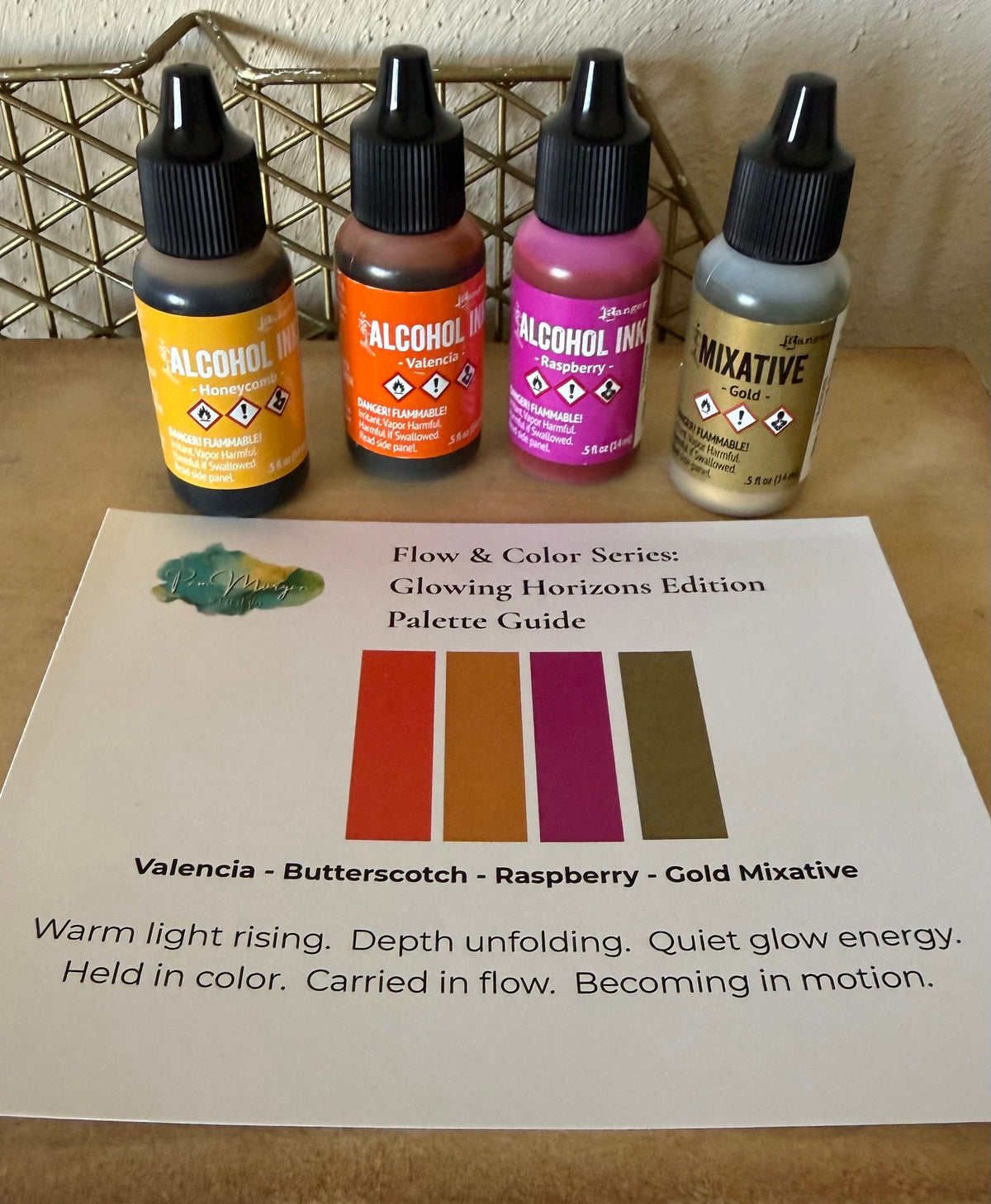 Flow & Color Series:  Glowing Horizons Alcohol Ink Notecard Kit