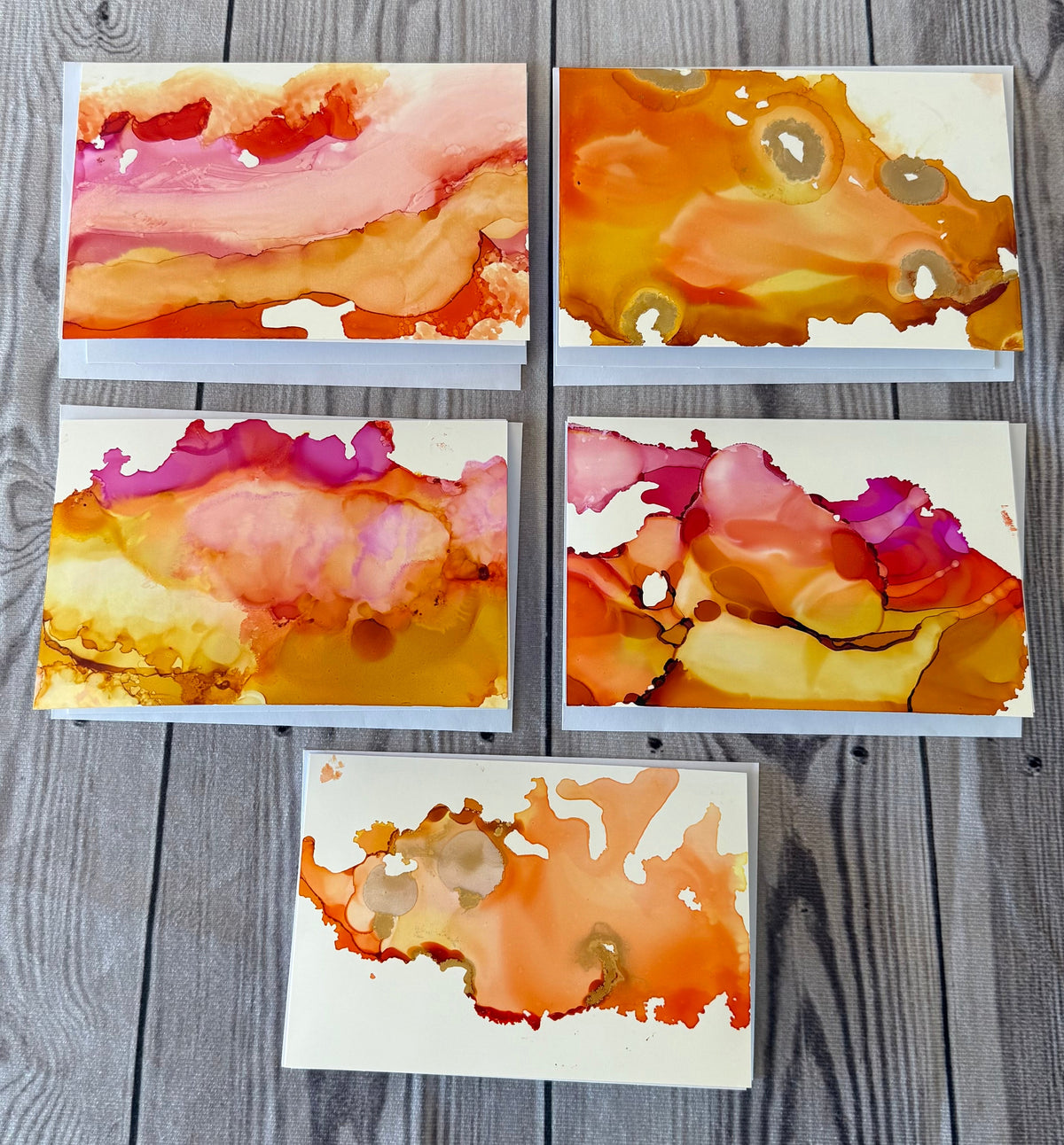 Flow & Color Series:  Glowing Horizons Alcohol Ink Notecard Kit