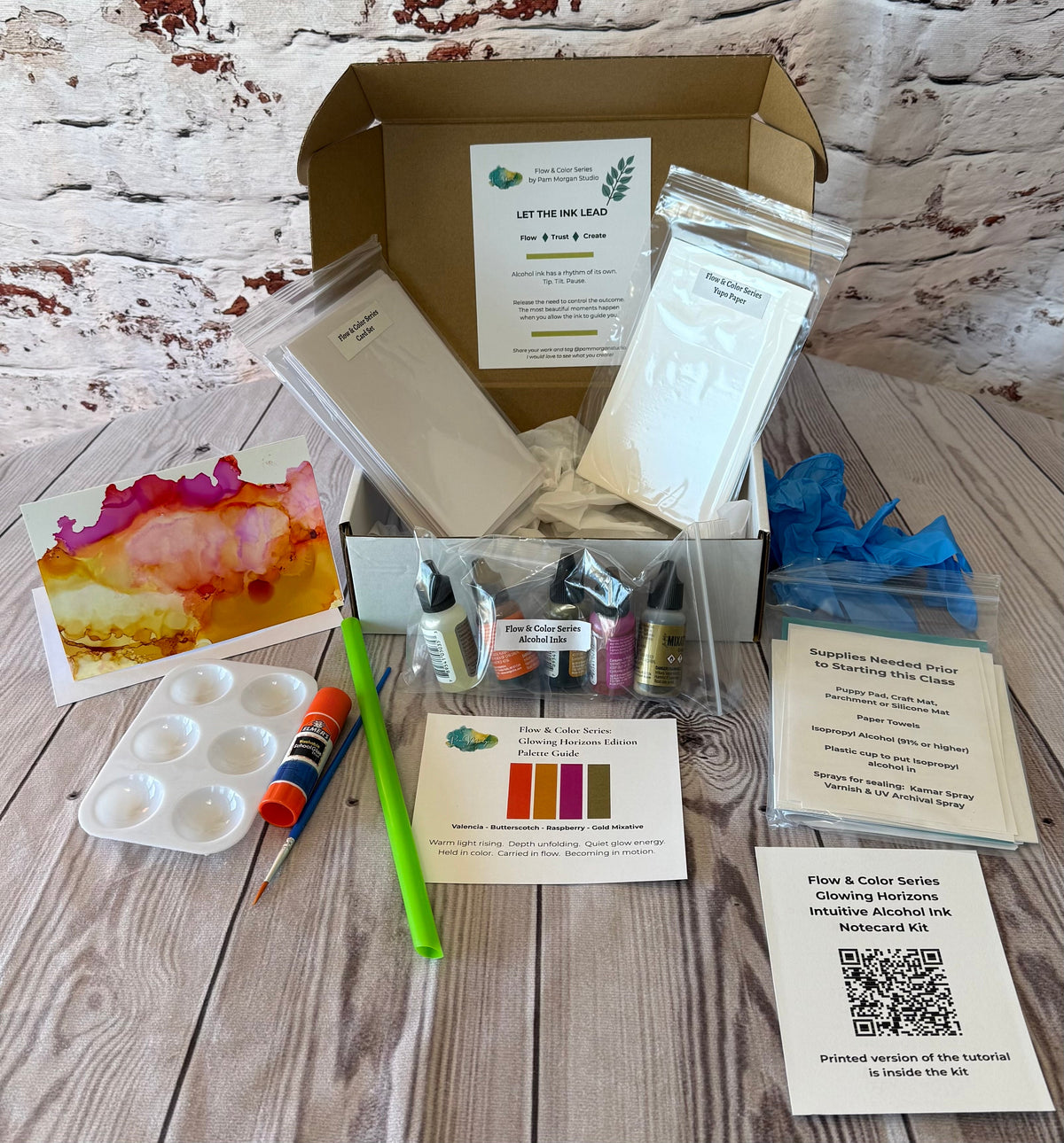 Flow & Color Series:  Glowing Horizons Alcohol Ink Notecard Kit