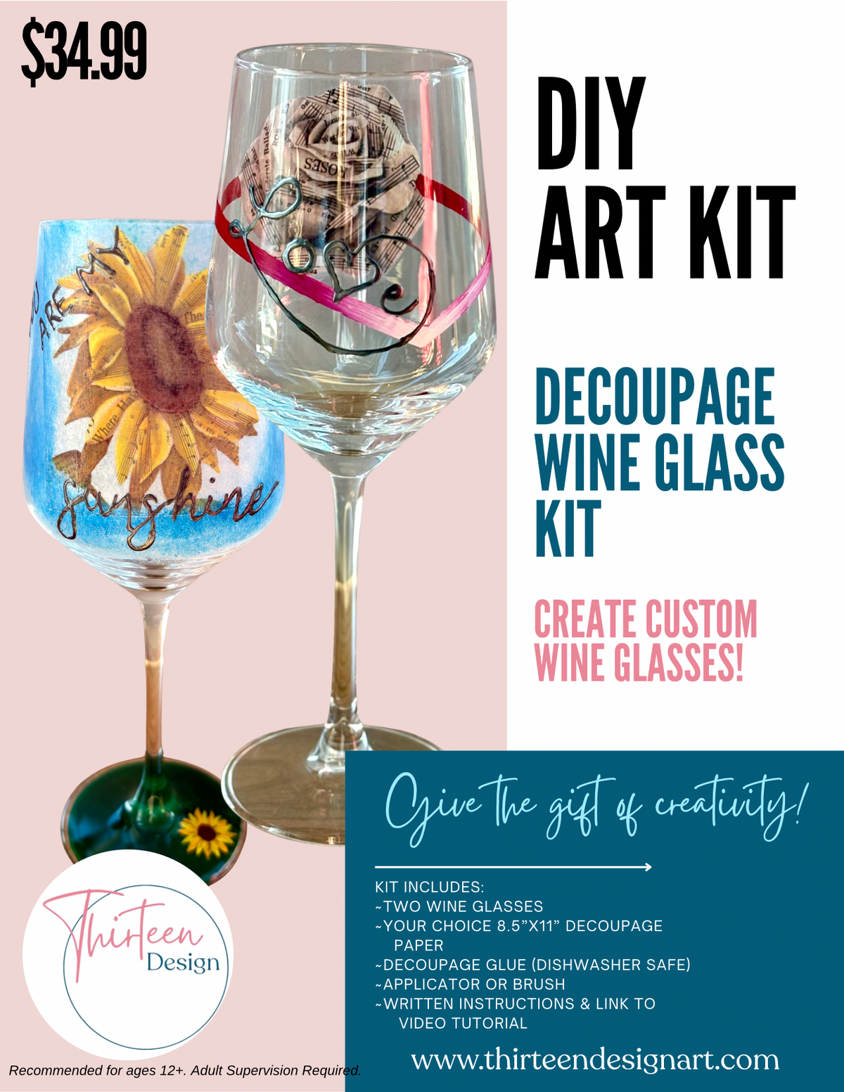 Decoupage Wine Glasses Art Kit