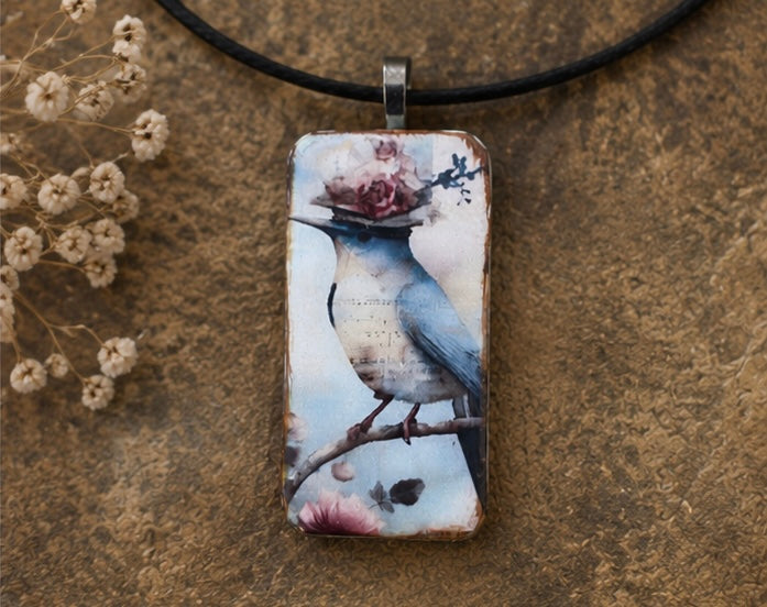 Bluebird in Bloom Domino Necklace