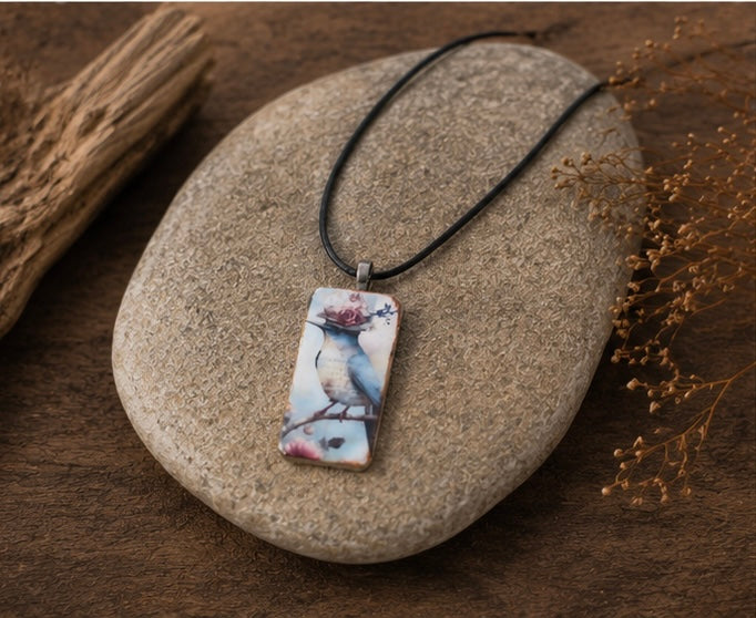 Bluebird in Bloom Domino Necklace
