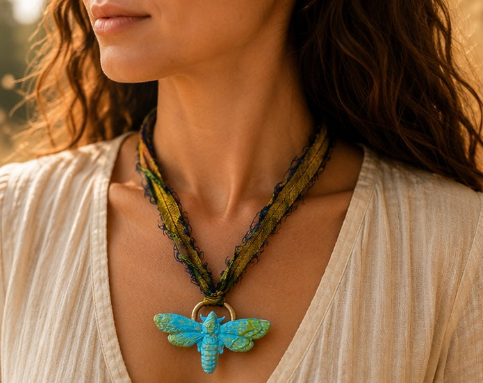 Dragonfly on Gold Ring Necklace