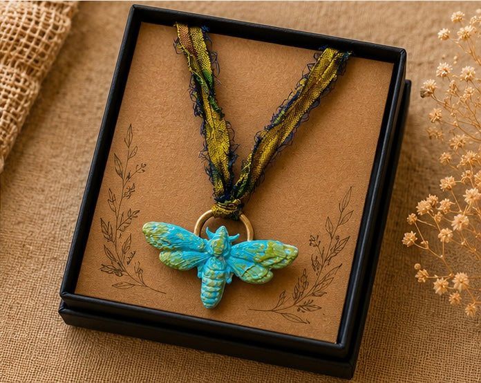 Dragonfly on Gold Ring Necklace