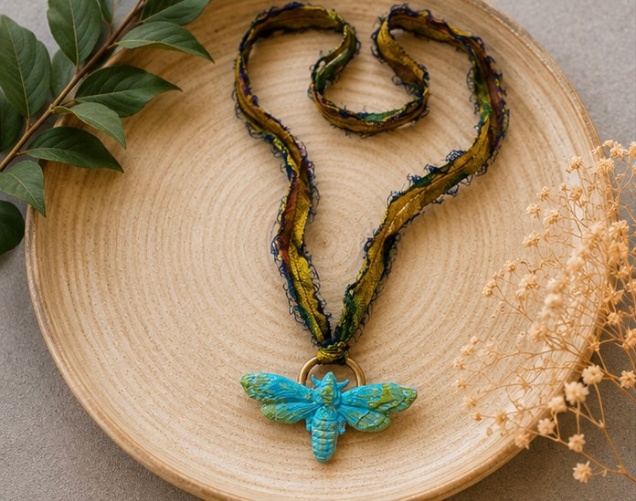 Dragonfly on Gold Ring Necklace