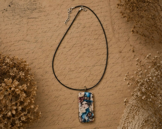 Brass & Bloom Steampunk Domino Art Necklace