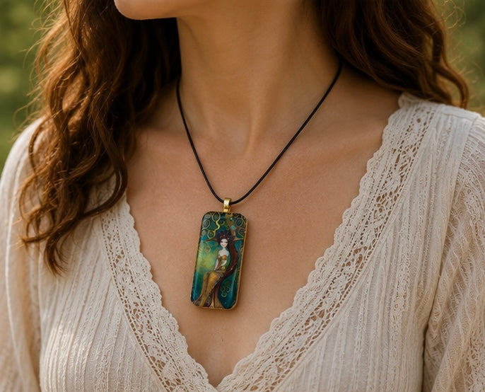 The Tree of Light Domino Art Necklace