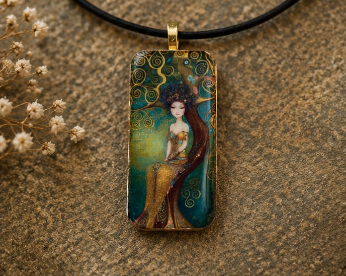 The Tree of Light Domino Art Necklace