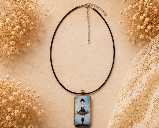 Fairy in Striped Stockings Domino Necklace