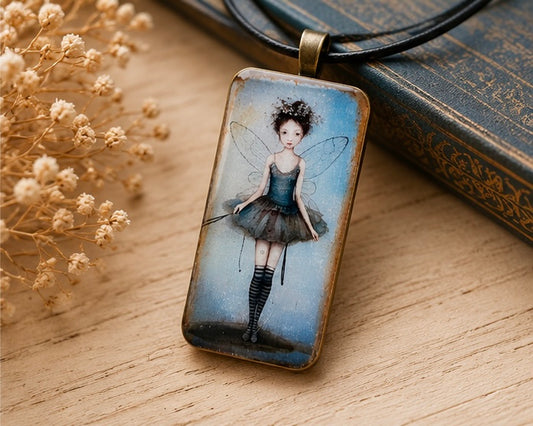 Fairy in Striped Stockings Domino Necklace